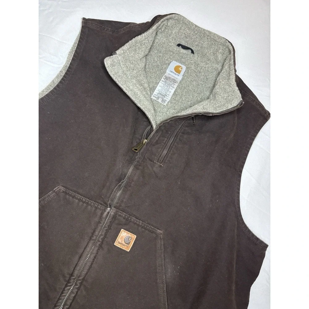 Carhartt Sherpa-Lined Mock-Neck Vest Men's Size 2XL Dark Brown V33 DKB